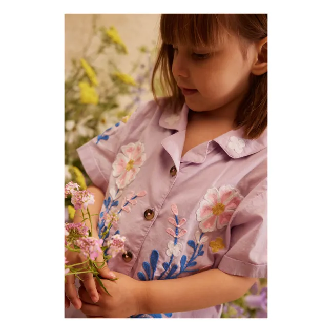 Alova organic cotton embroidered shirt | Mauve