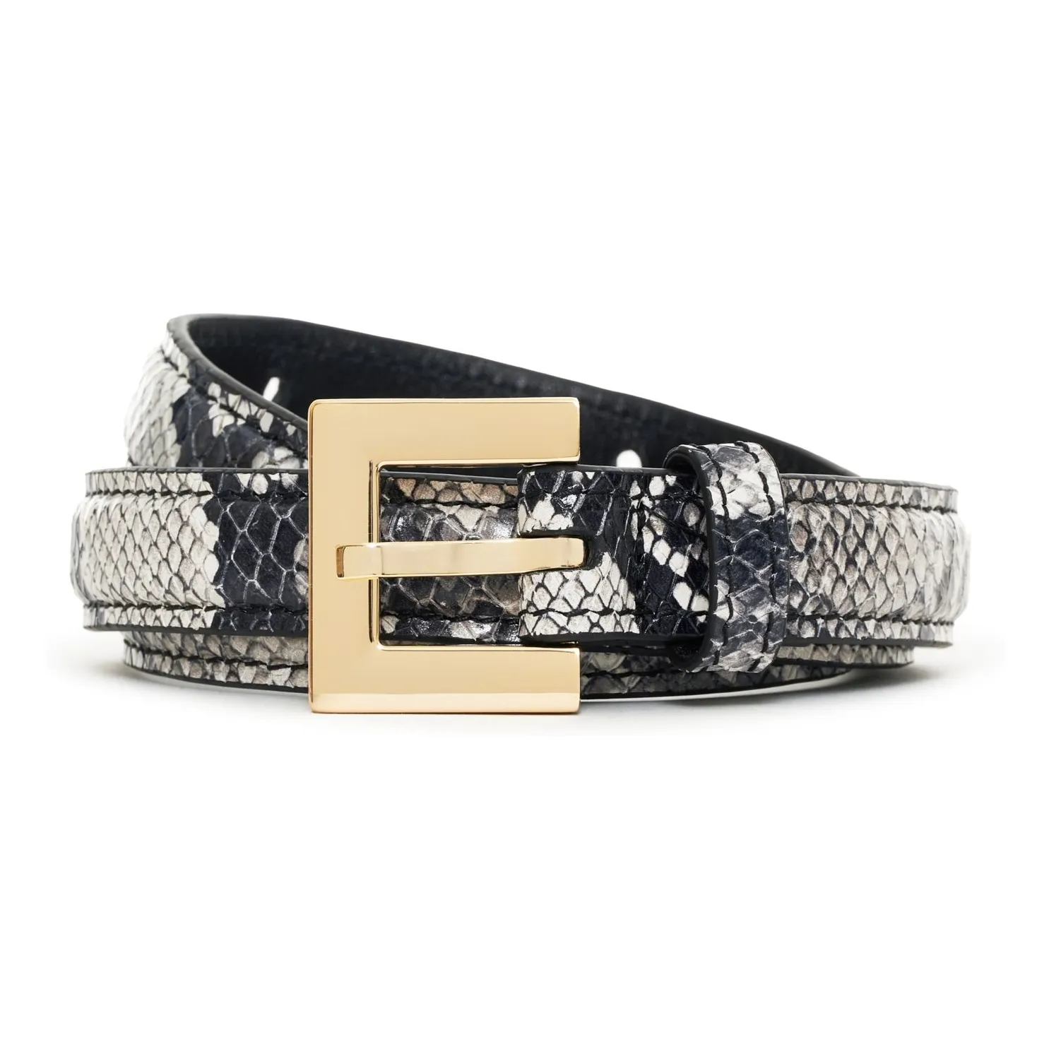 Anine Bing Grey Nicola Snake Embossed Leather Belt