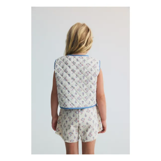 Clavel Floral Sleeveless Vest | Ecru
