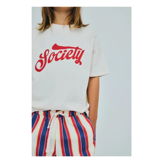 Pantalón con cordón de aulaga a rayas | Rojo