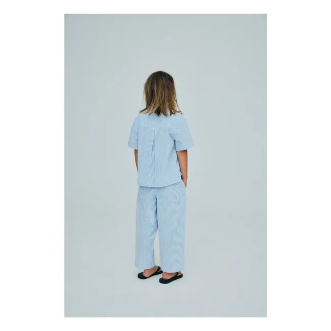 Pantalon Almond Rayé Seersucker | Bleu Clair