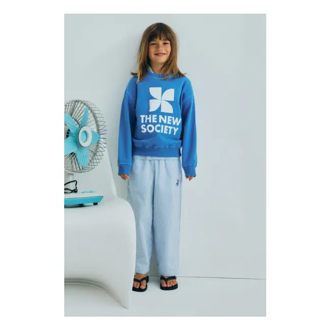 Almond Striped Seersucker Pants | Light Blue