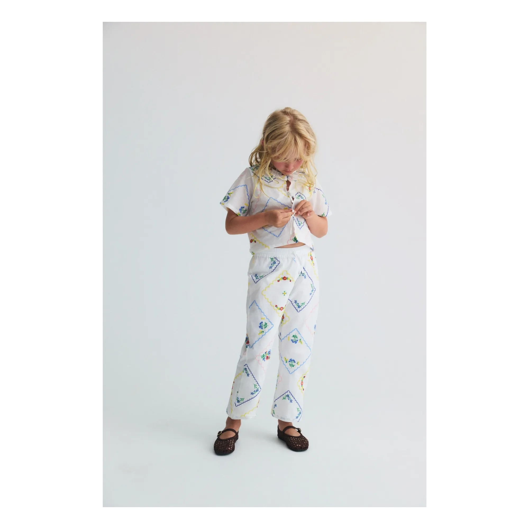 Pantalón Jacinto Bordado Floral | Blanco- Imagen del producto n°1
