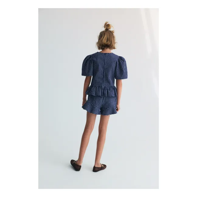 Short Jasmine Carreaux | Bleu foncé