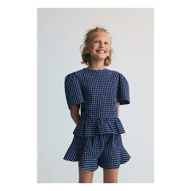 Short Jasmine Carreaux | Bleu foncé