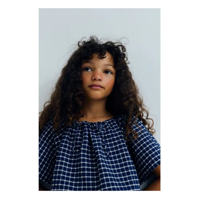 Blouse Jasmine Carreaux | Bleu foncé