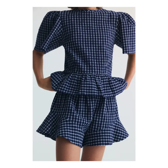 Short Jasmine Carreaux | Bleu foncé