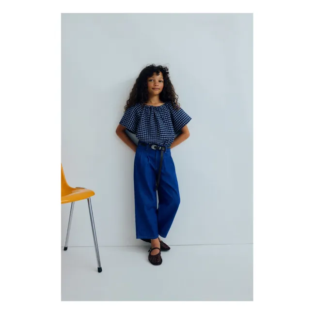 Blouse Jasmine Carreaux | Bleu foncé