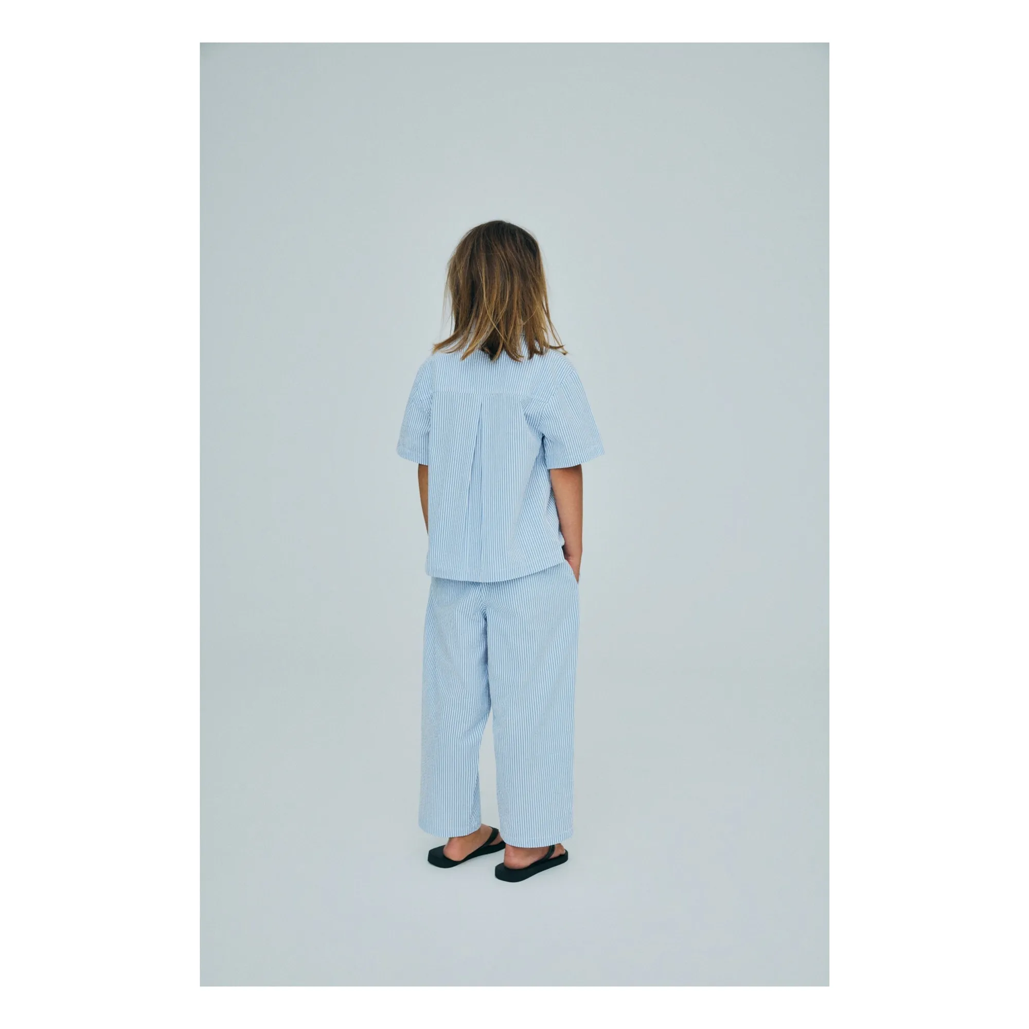 Chemise Almond Rayée Seersucker Lin | Bleu Clair- Image produit n°4