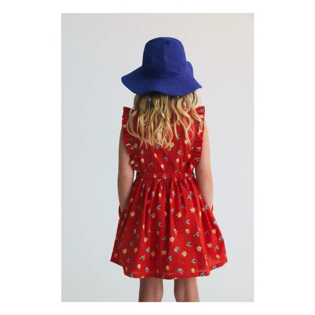 Abito a fiori in cotone organico Amapola | Rosso