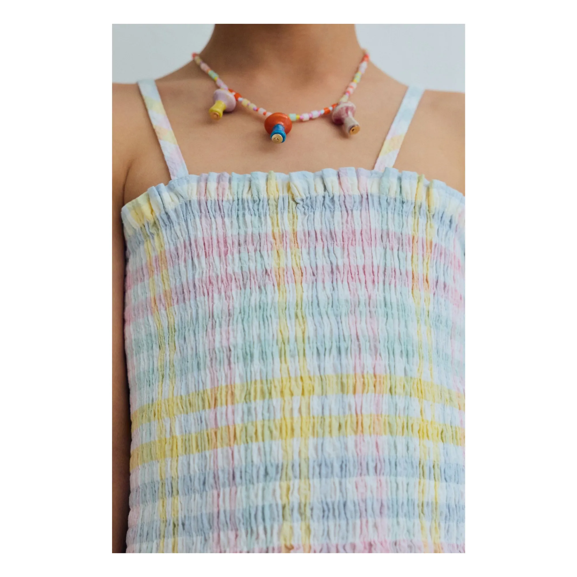 Top Froncé Mallow Carreaux | Bleu pâle- Image produit n°2
