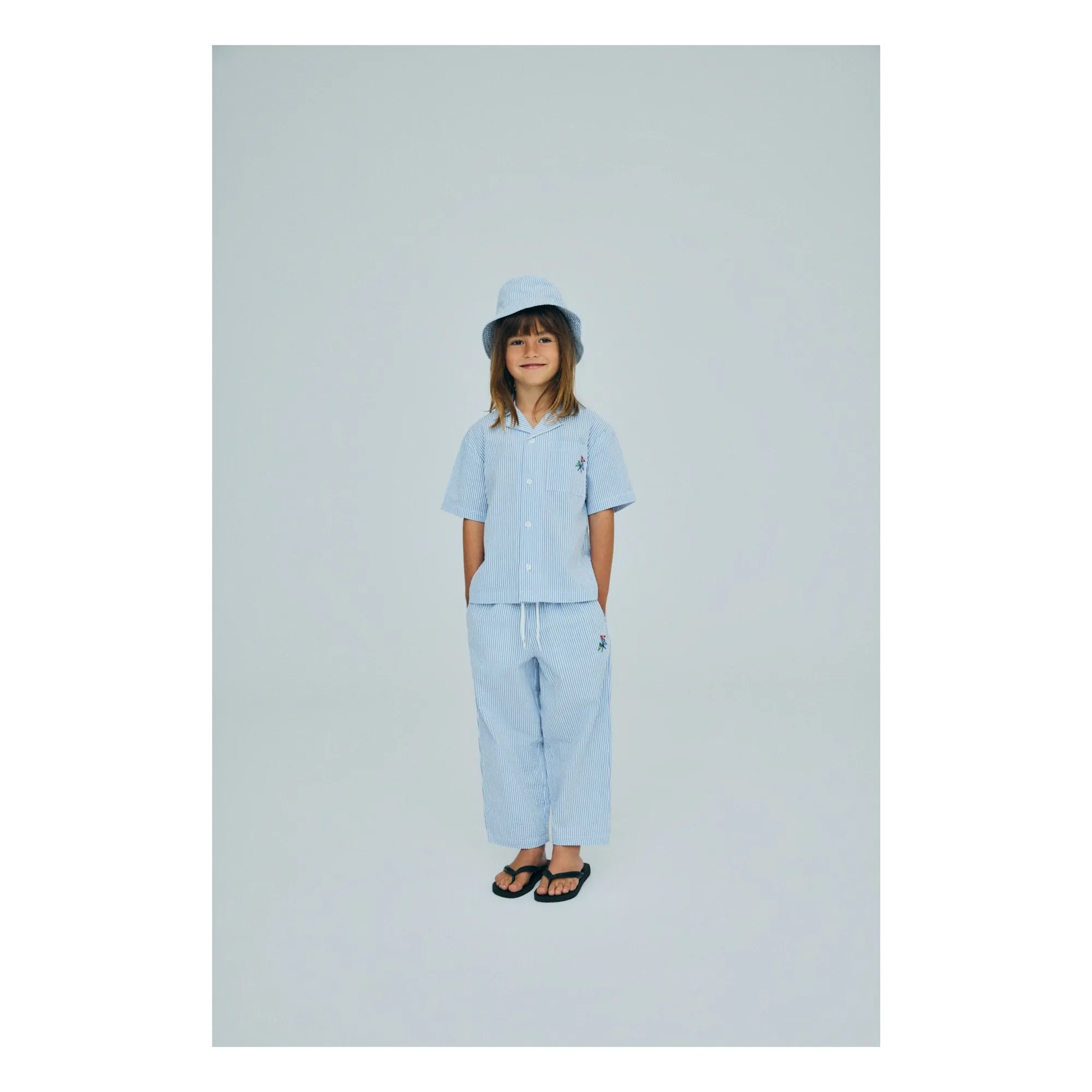 Chemise Almond Rayée Seersucker Lin | Bleu Clair- Image produit n°1
