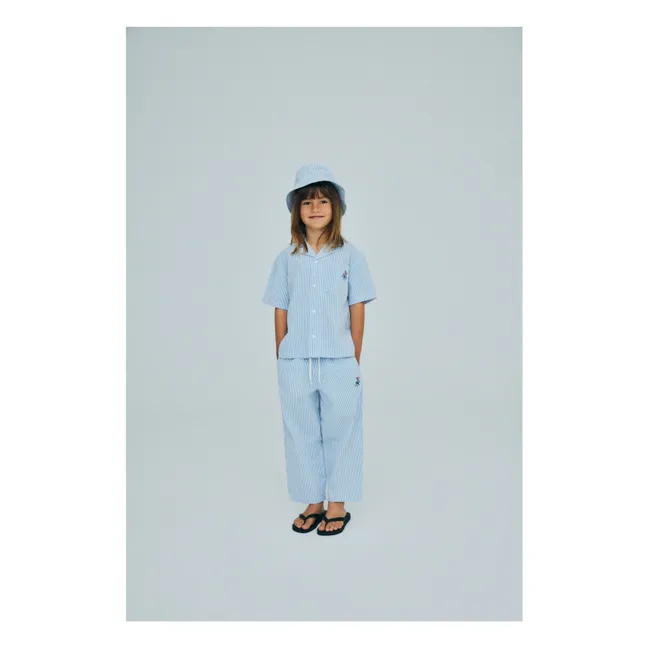 Chemise Almond Rayée Seersucker Lin | Bleu Clair