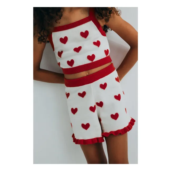 Maqui Hearts Jacquard Top | White