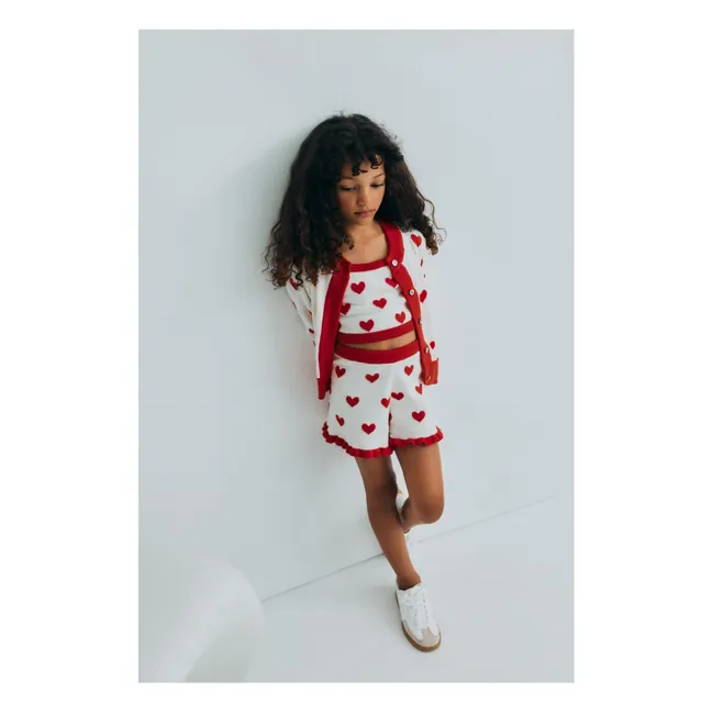 Maqui Hearts Jacquard Top | White