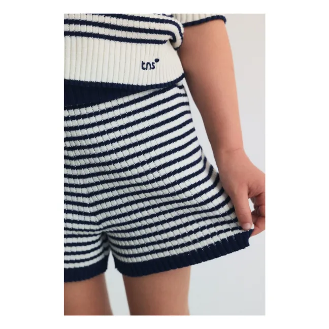 Short Maille Azalea Rayé | Bleu foncé