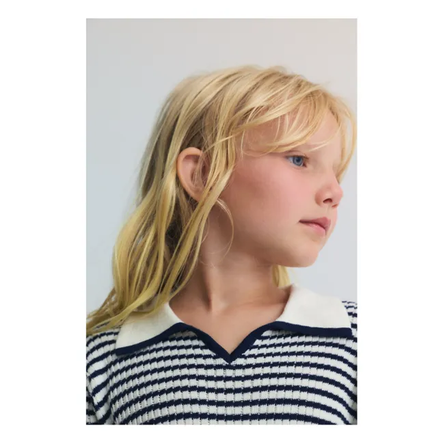 Polo Maille Azalea Rayé | Bleu foncé