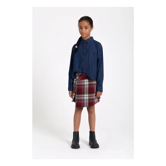 Sterling Check Asymmetrical Skirt | Aubergine