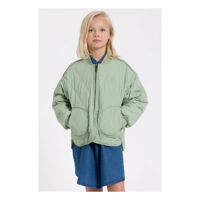 Fuzzy Quilted Bomber | Sage