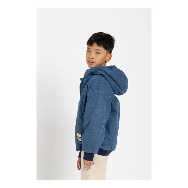 Denim Matt Hooded Jacket | Denim blue