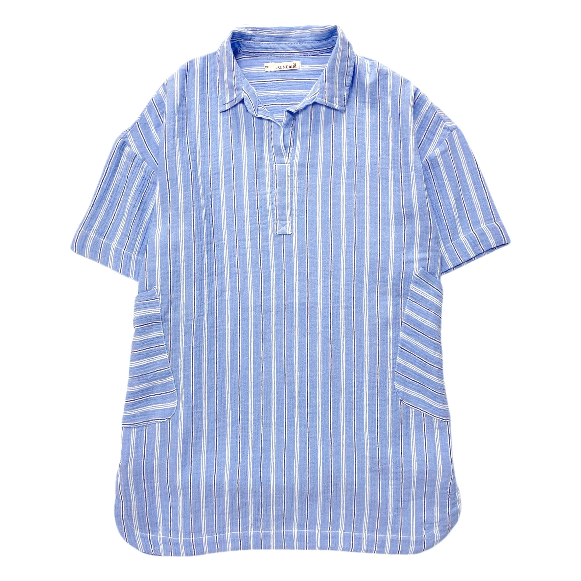 Robe Chemise Cadaques Rayée Coton Bio | Bleu- Image produit n°0