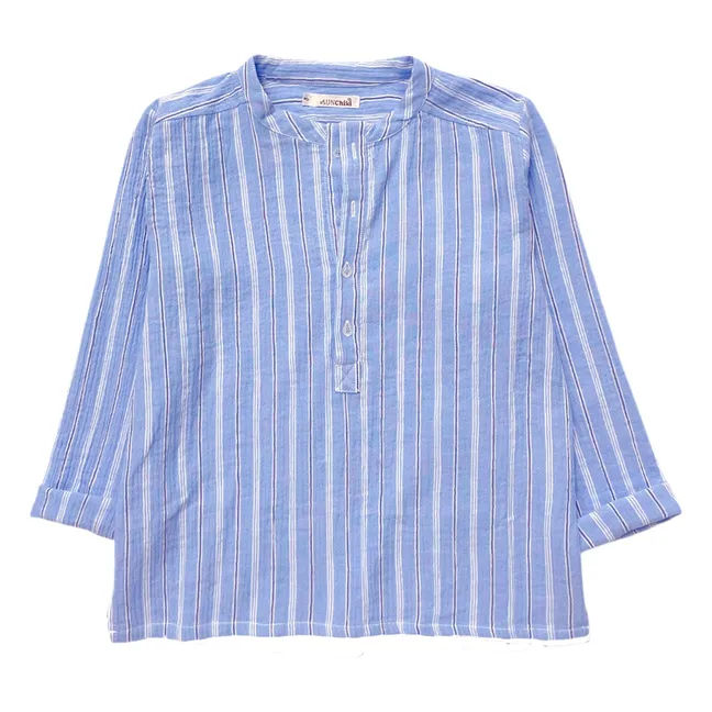 Striped Negril Tunisian collar blouse | Blue