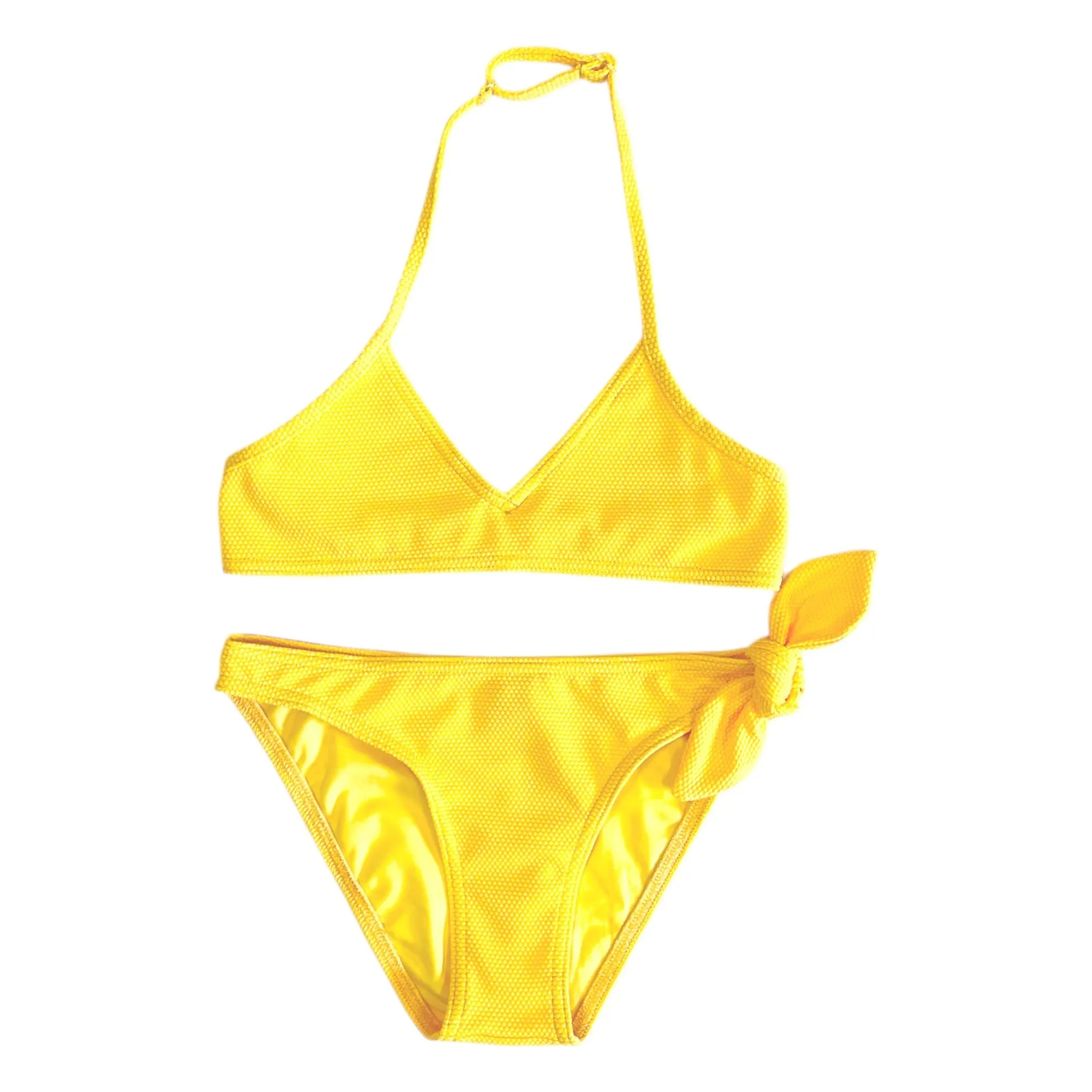 Sunchild Girls Yellow Jerez Textured Swimsuit