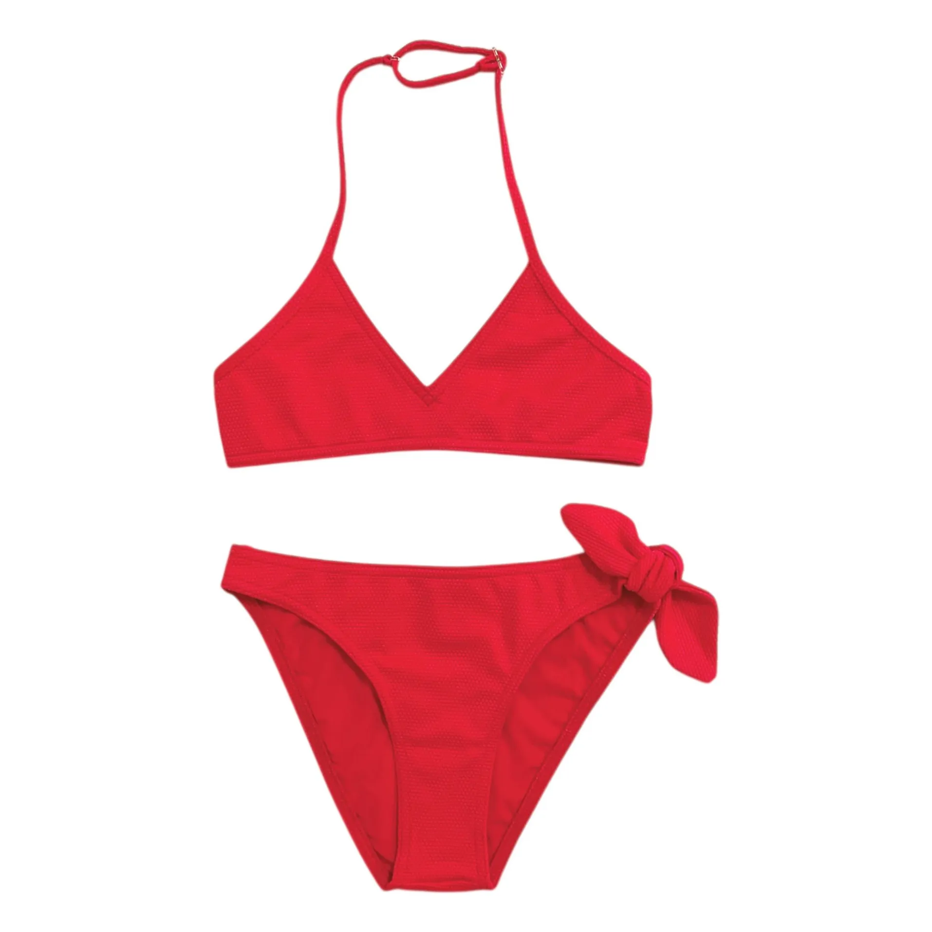 Sunchild Girls Red Jerez Textu Swimsuit