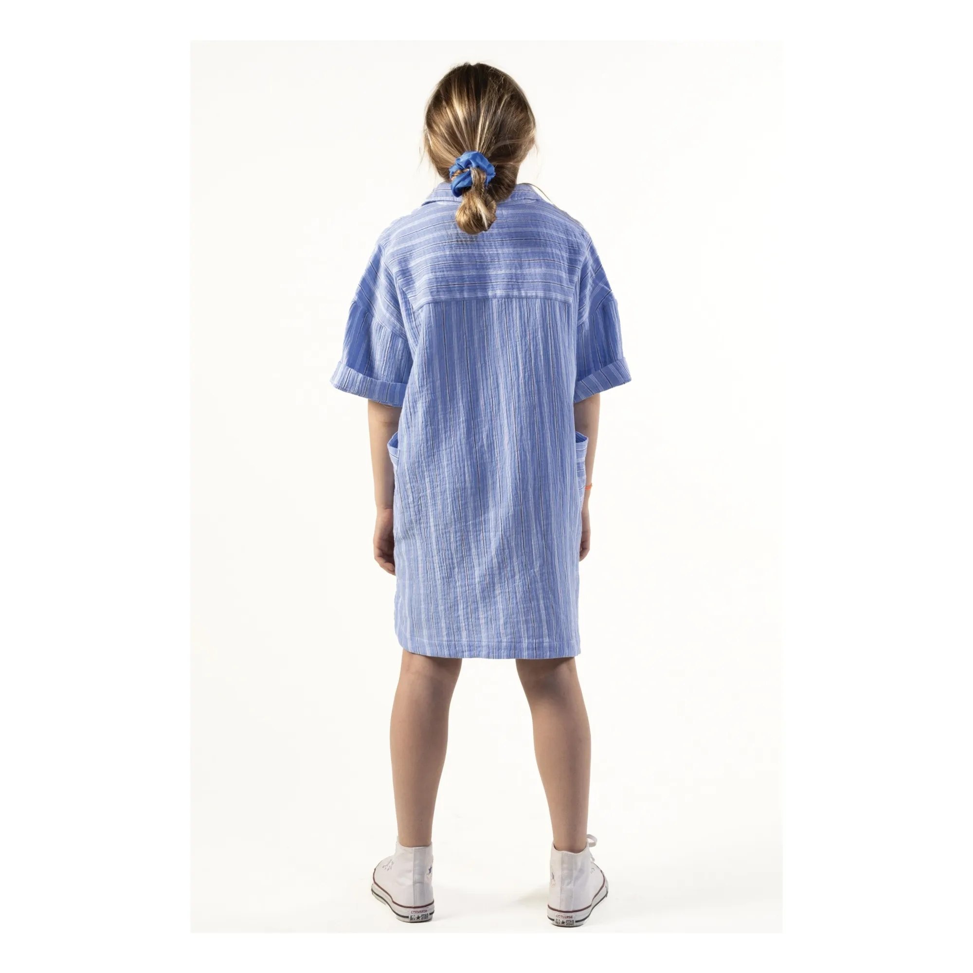 Robe Chemise Cadaques Rayée Coton Bio | Bleu- Image produit n°4