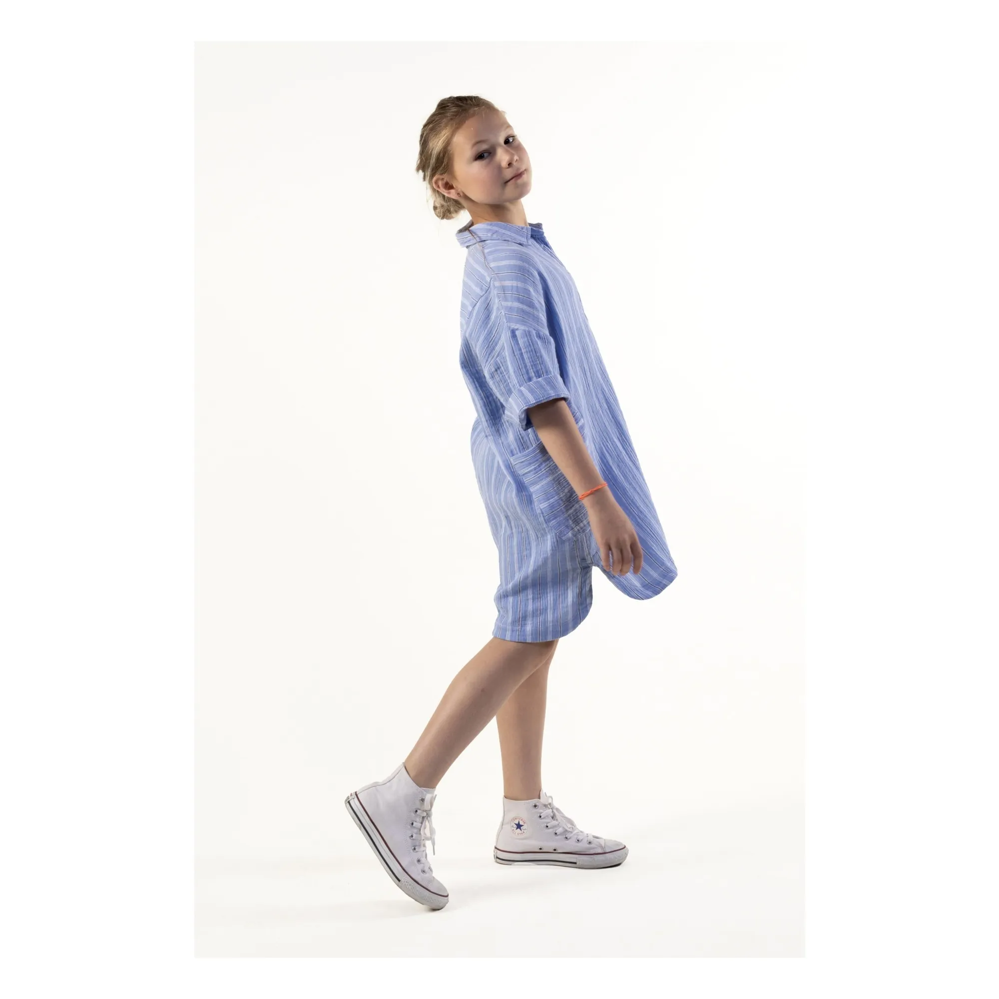 Robe Chemise Cadaques Rayée Coton Bio | Bleu- Image produit n°2