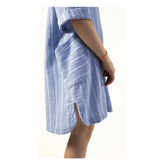 Robe Chemise Cadaques Rayée Coton Bio | Bleu