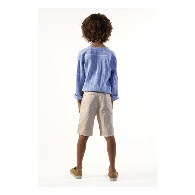 Blouse Col Tunisien Negril Rayée | Bleu