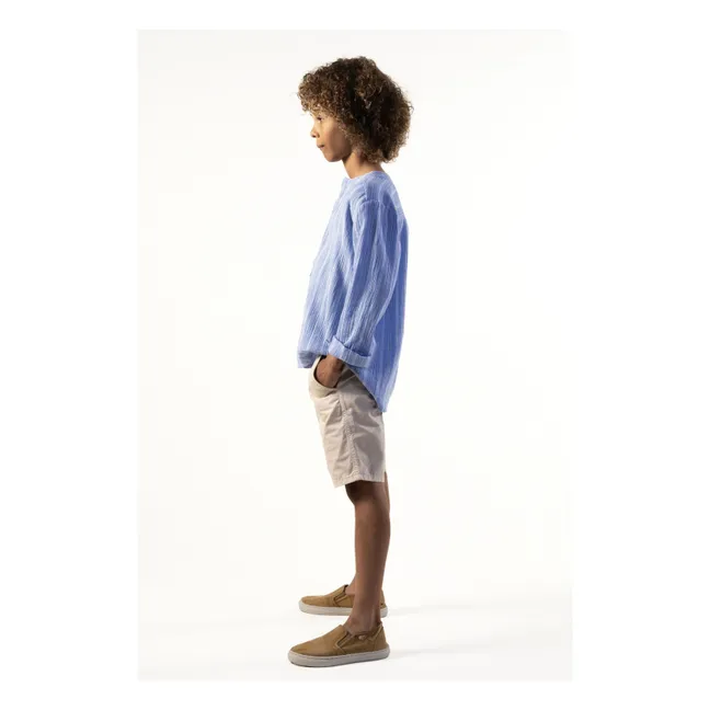 Blouse Col Tunisien Negril Rayée | Bleu