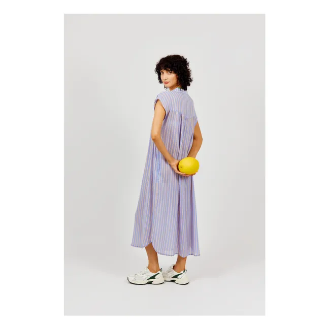 Organic cotton striped dress | Lavender
