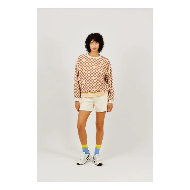 Sweat Eponge Damier Coton Bio | Marron