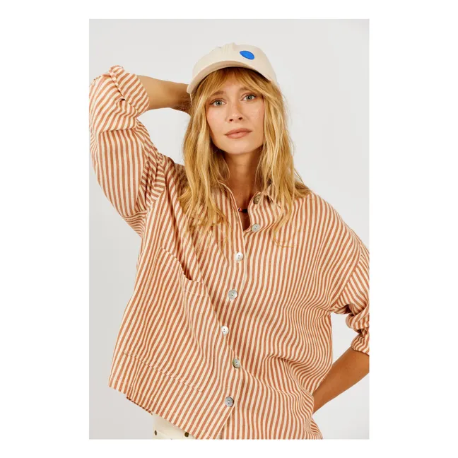 Cotton Stripes Shirt | Brown