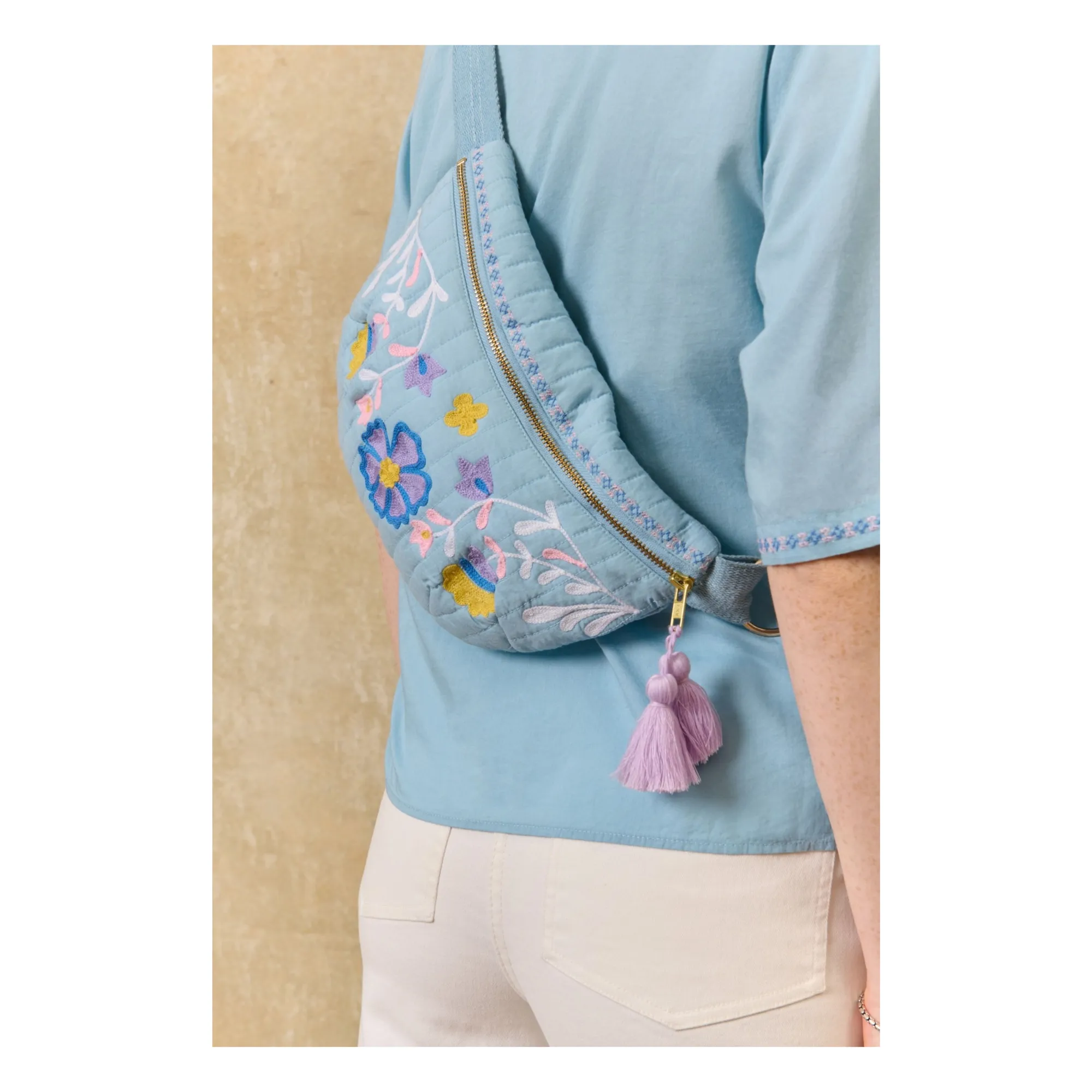 Sac Banane Gaby Coton | Bleu ciel- Image produit n°0