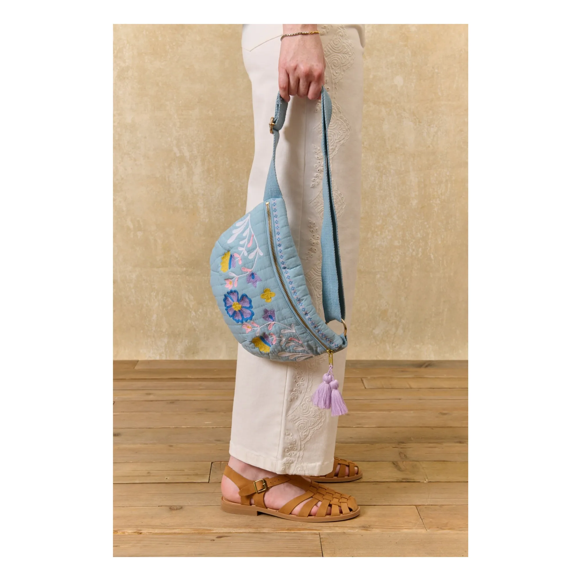 Sac Banane Gaby Coton | Bleu ciel- Image produit n°1