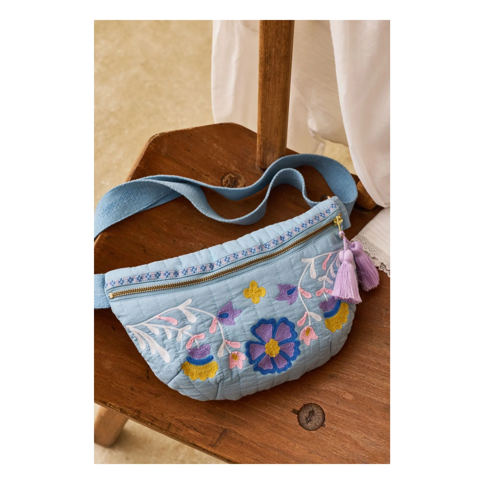 Sac Banane Gaby Coton | Bleu ciel- Image produit n°2