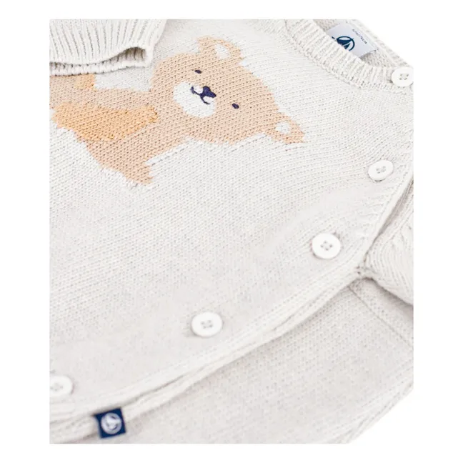 Organic Cotton Teddy Bear Sweater and Pants Set | Heather beige