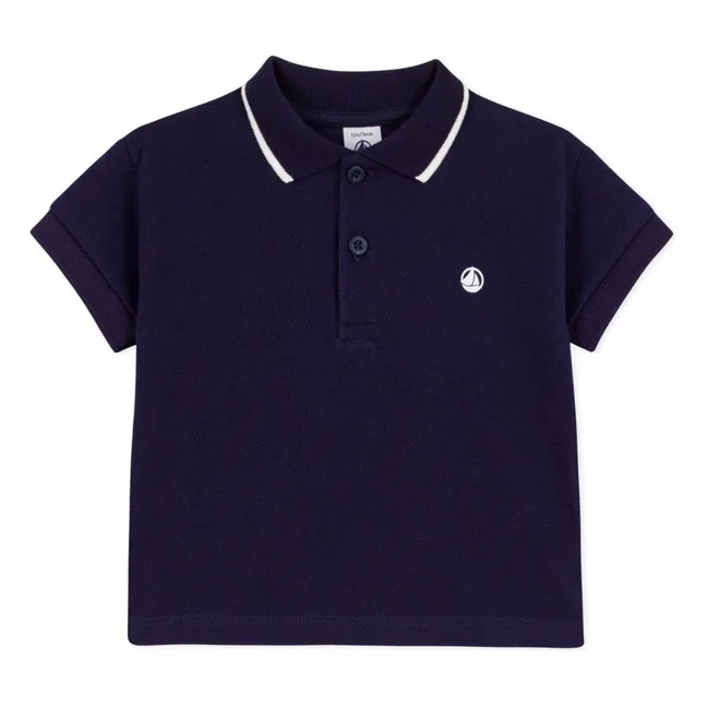 Organic cotton baby polo shirt | Midnight blue
