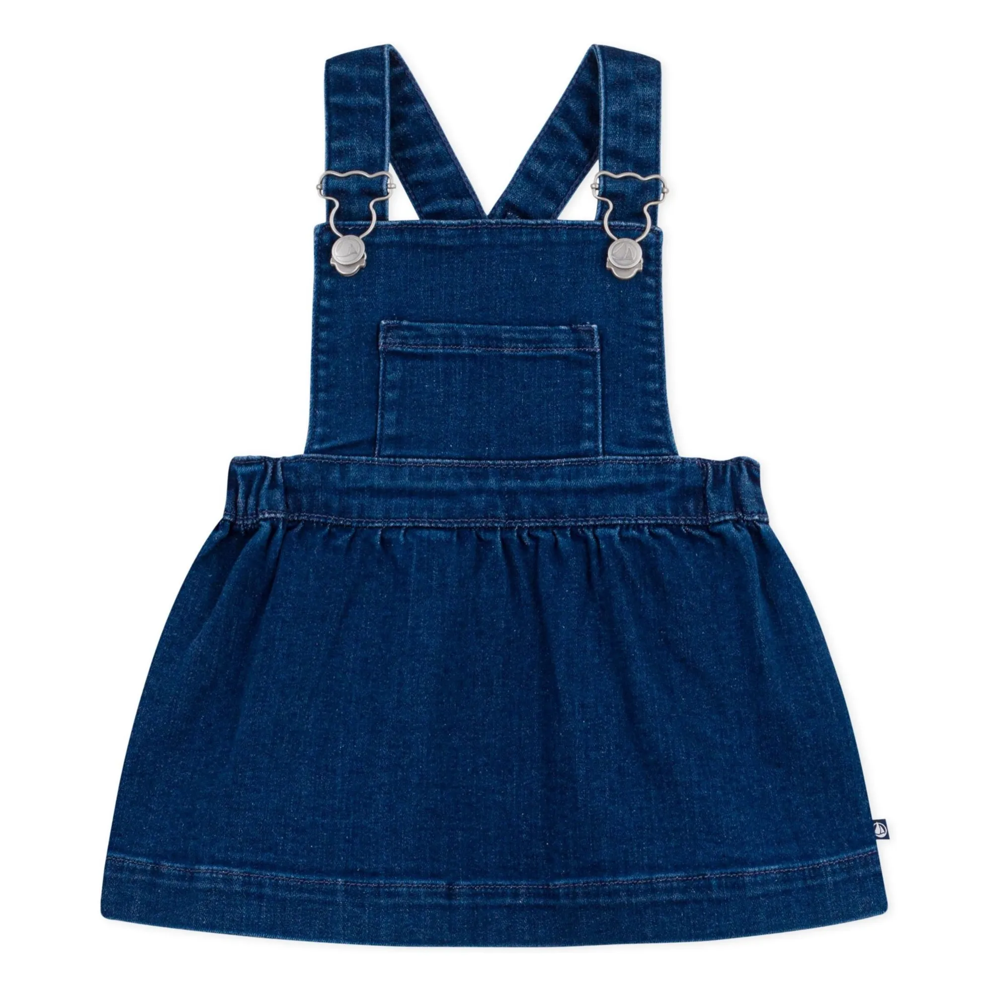 Petit Bateau Girls Blue Organic Cotton Denim Dungarees Dress