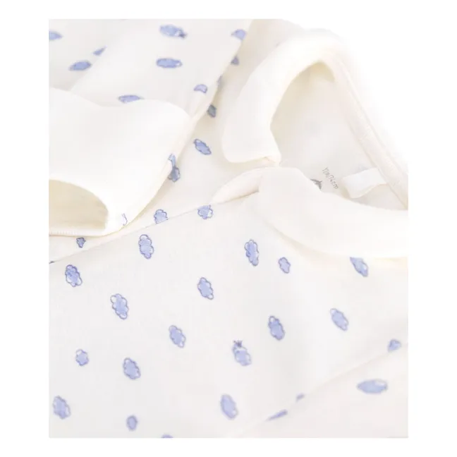 Pyjama Dors Bien Zippé Nuages Coton Bio | Blanc