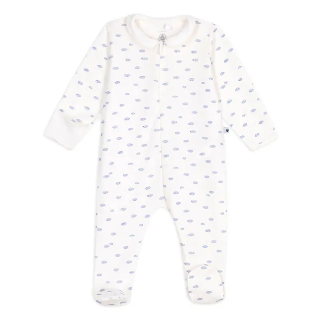Pyjama Dors Bien Zippé Nuages Coton Bio | Blanc