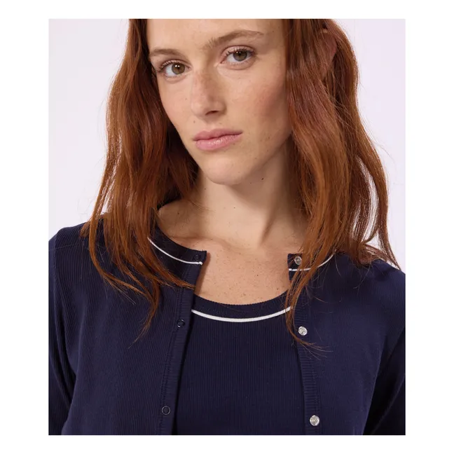 Cardigan Côtelé Uni | Bleu marine