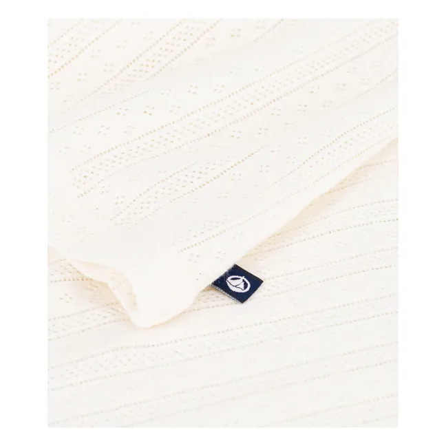 T-shirt Col Tunisien Pointelle | Ecru