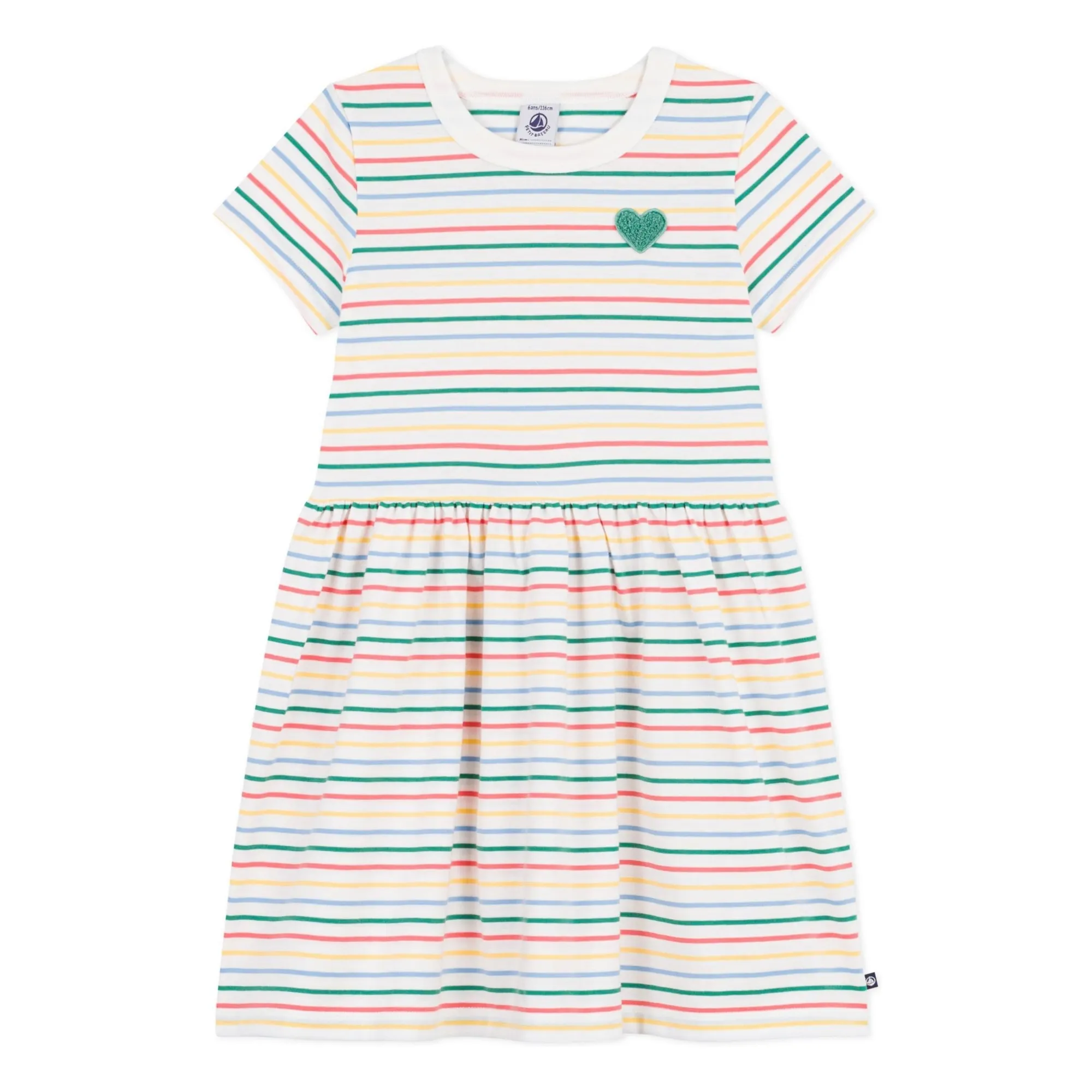 Petit Bateau Girls White Striped Dress