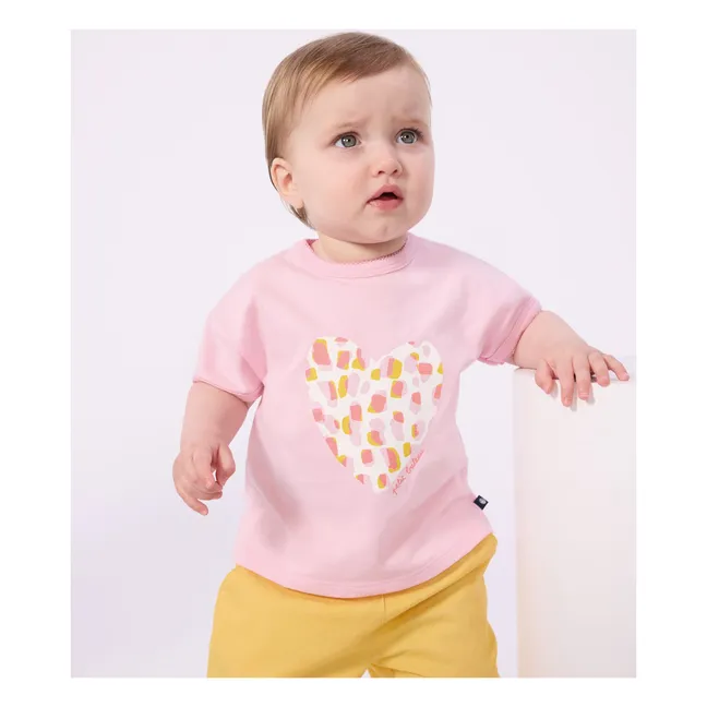 T-shirt Cœur Coton Bio Bébé | Rose
