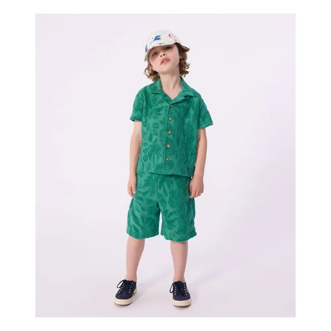 Bermuda Palmiers Eponge Coton Bio | Vert