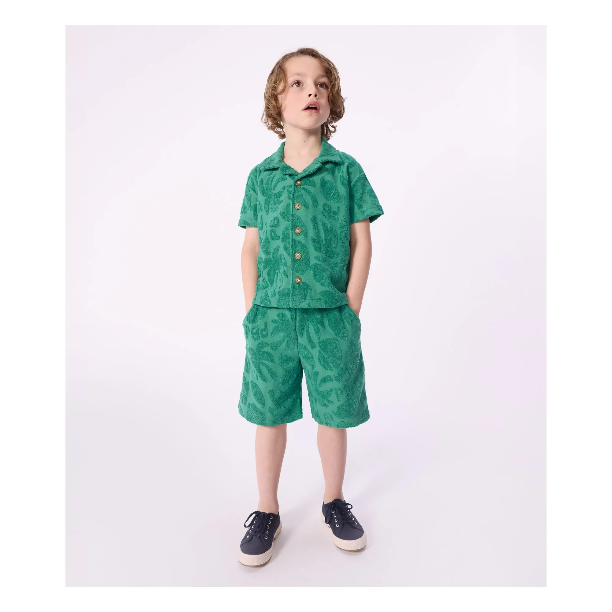 Petit Bateau Boys Green Organic Cotton Palm Terry Shirt
